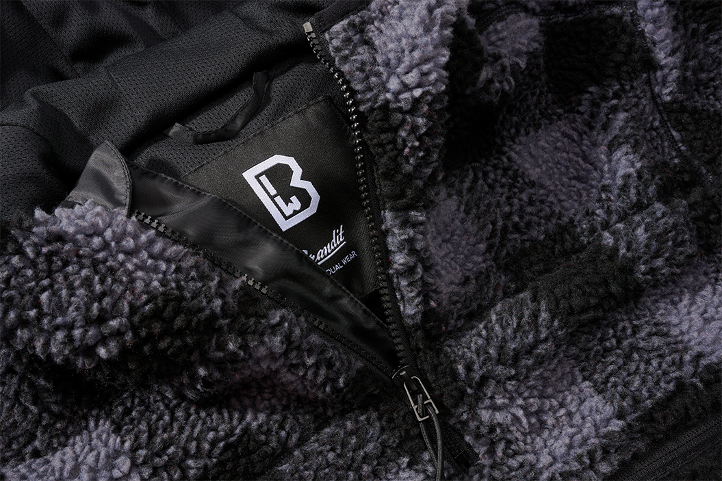Teddyfleece Worker Pullover black/grey