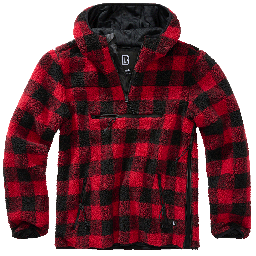 Teddyfleece Worker Pullover red/black
